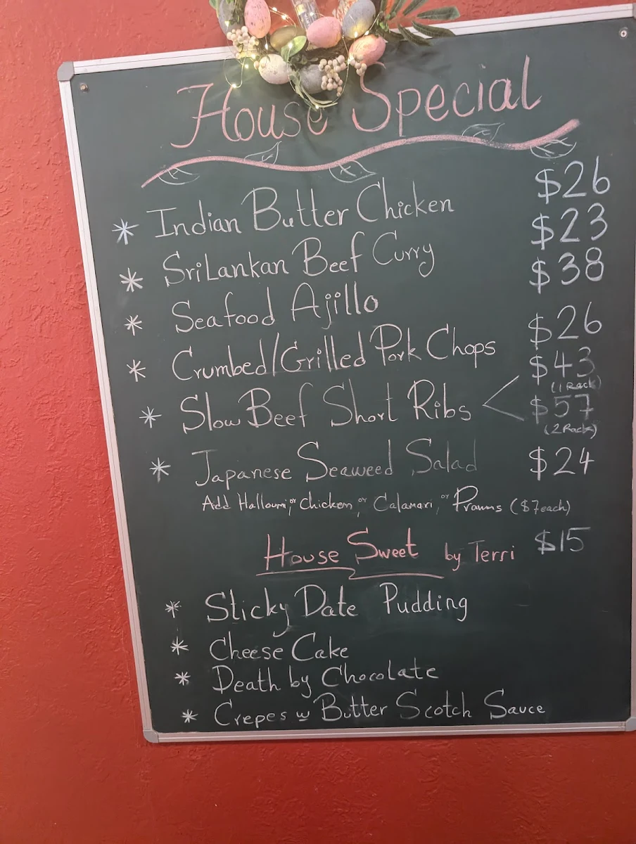 Menu, Barron Valley Hotel
