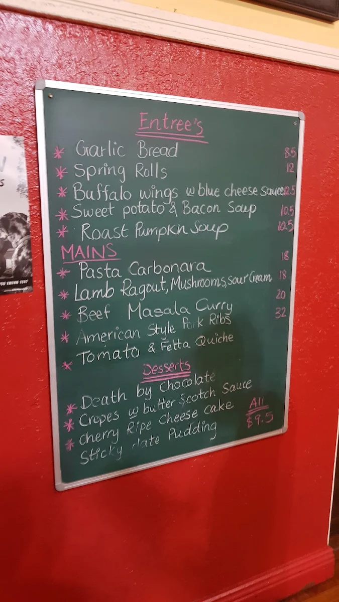 Menu, Barron Valley Hotel