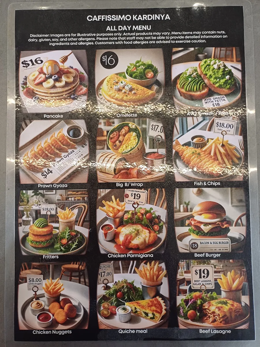 Menu, Caffissimo Kardinya