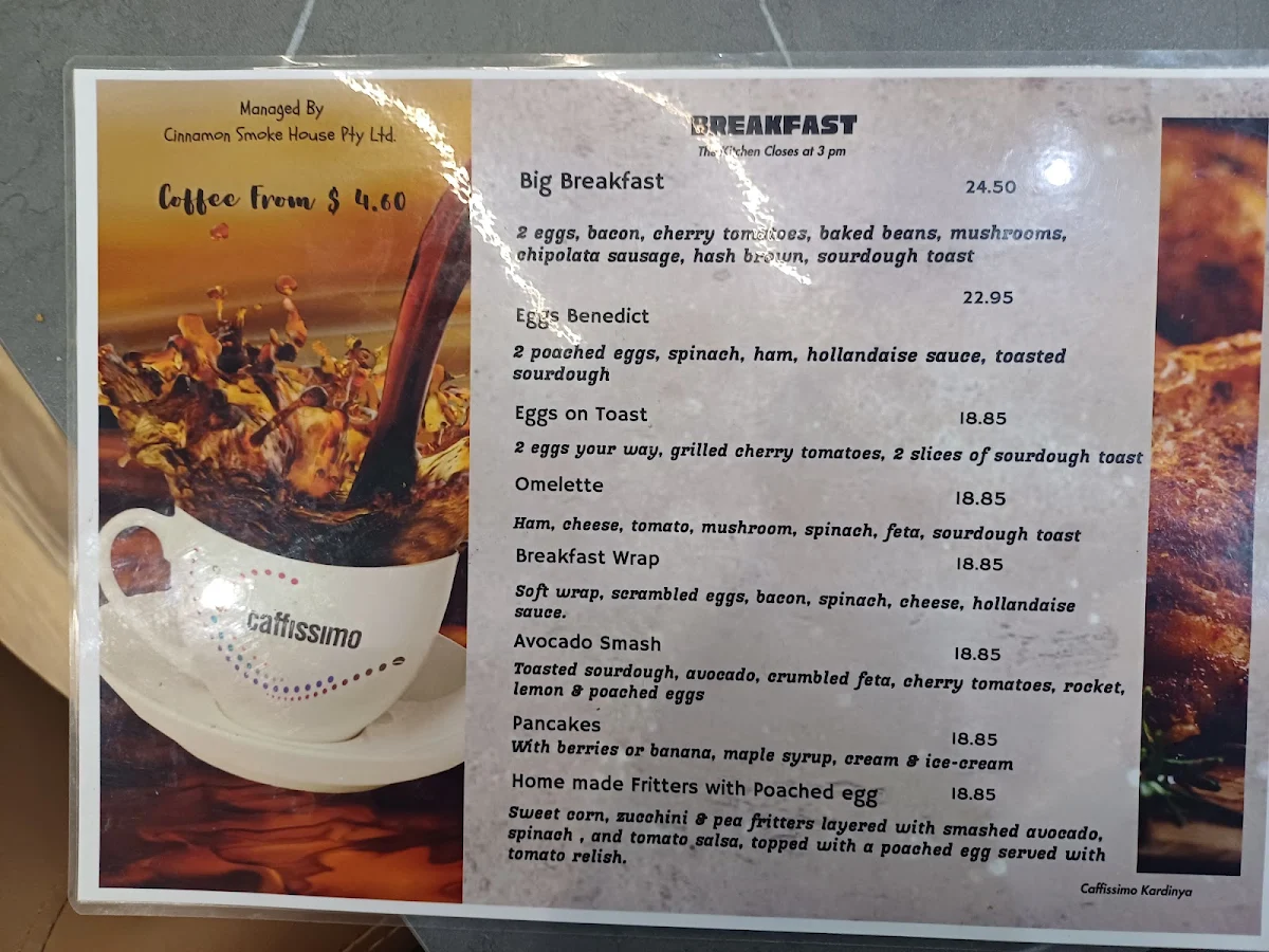 Menu, Caffissimo Kardinya