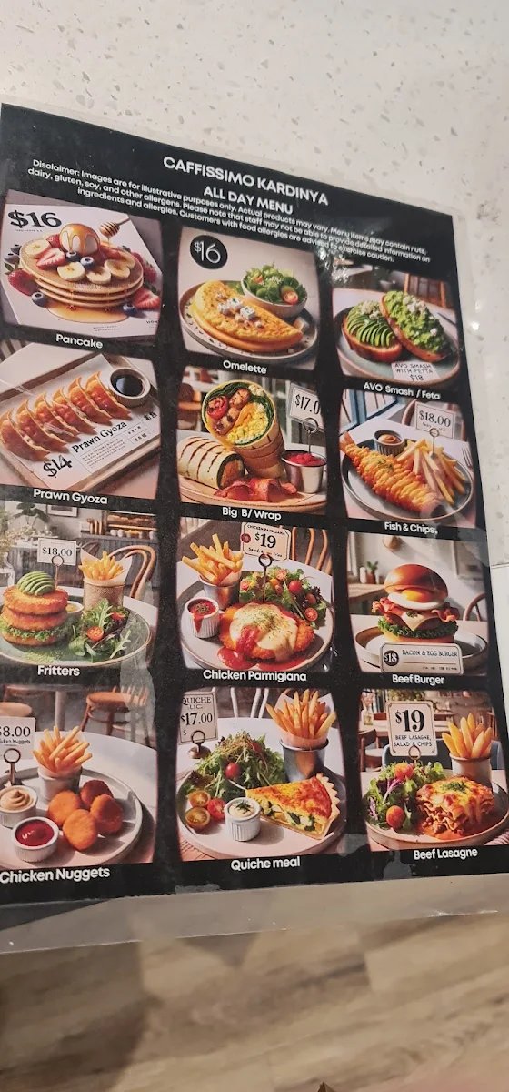 Menu, Caffissimo Kardinya