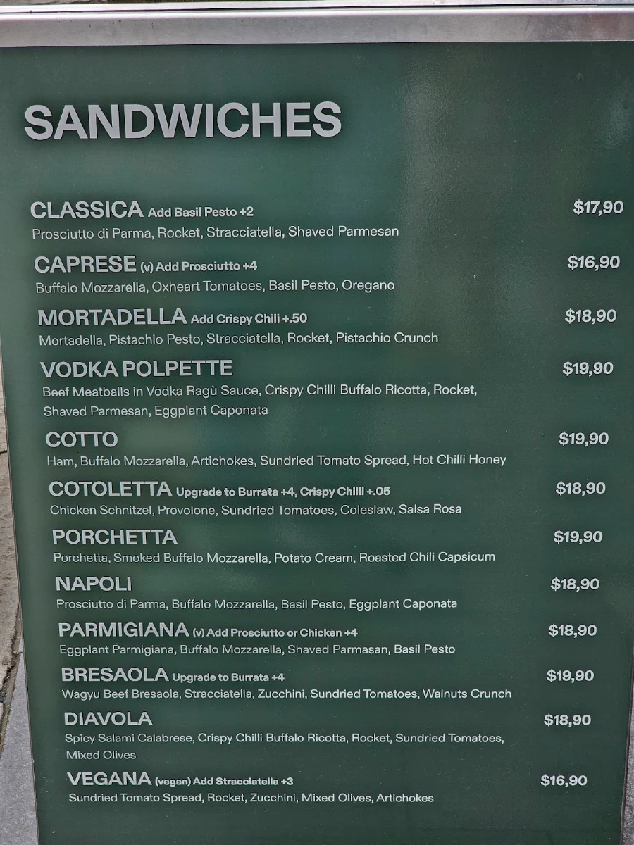 Menu, SALUMERIE - Sydney CBD
