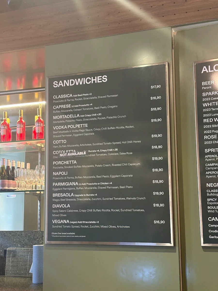 Menu, SALUMERIE - Sydney CBD