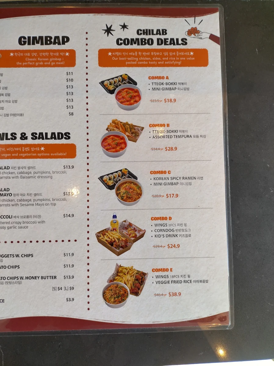 Menu, Little CHILAB (Korean Fried Chicken & Meals)