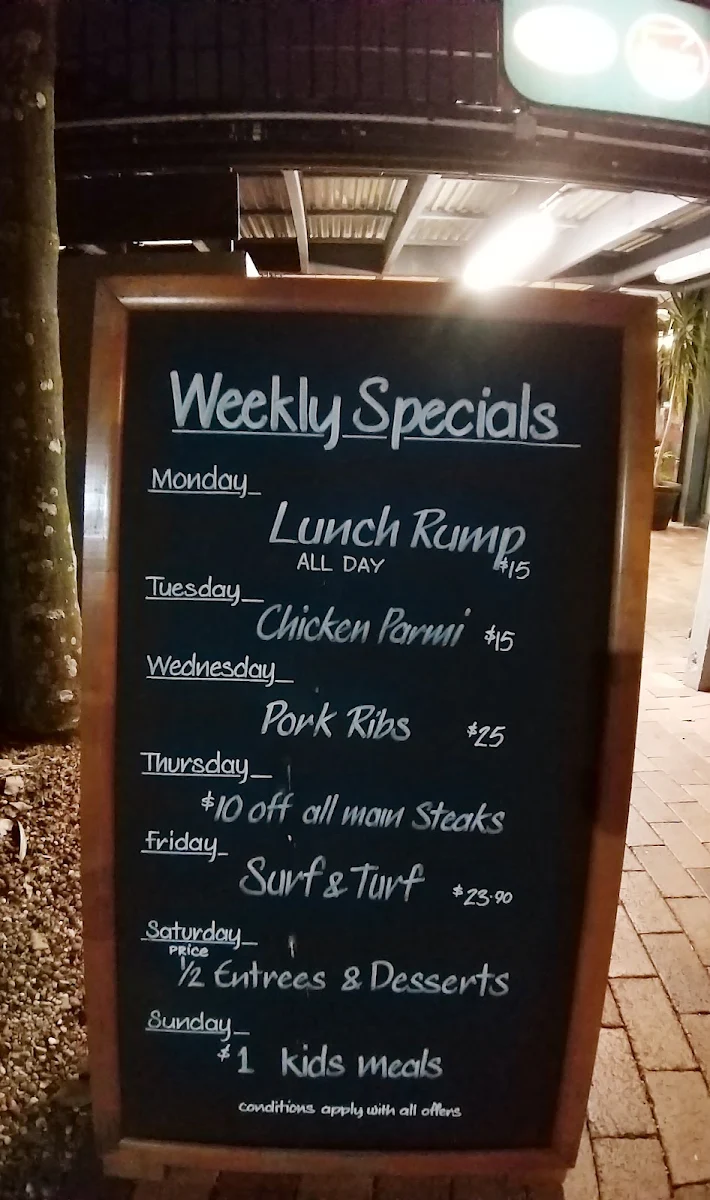 Menu, Centenary Tavern