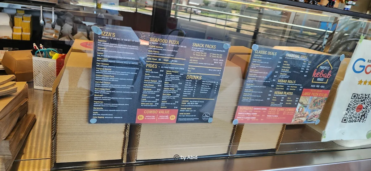 Menu, Prospect Kebab House