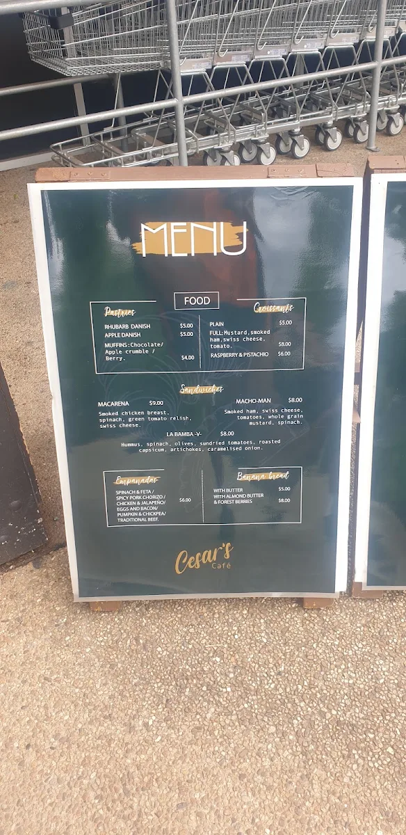 Menu, Cesar's Café