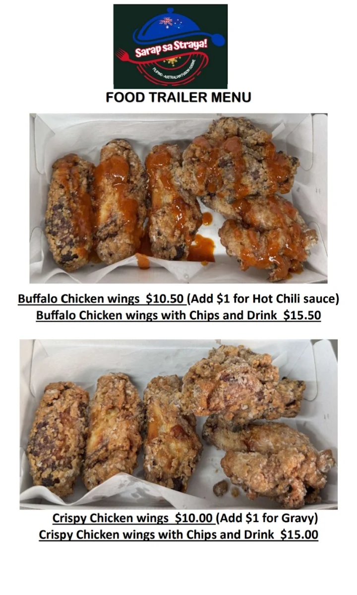 Menu, Sarap Sa Straya Filipino-Australian Fusion Cuisine