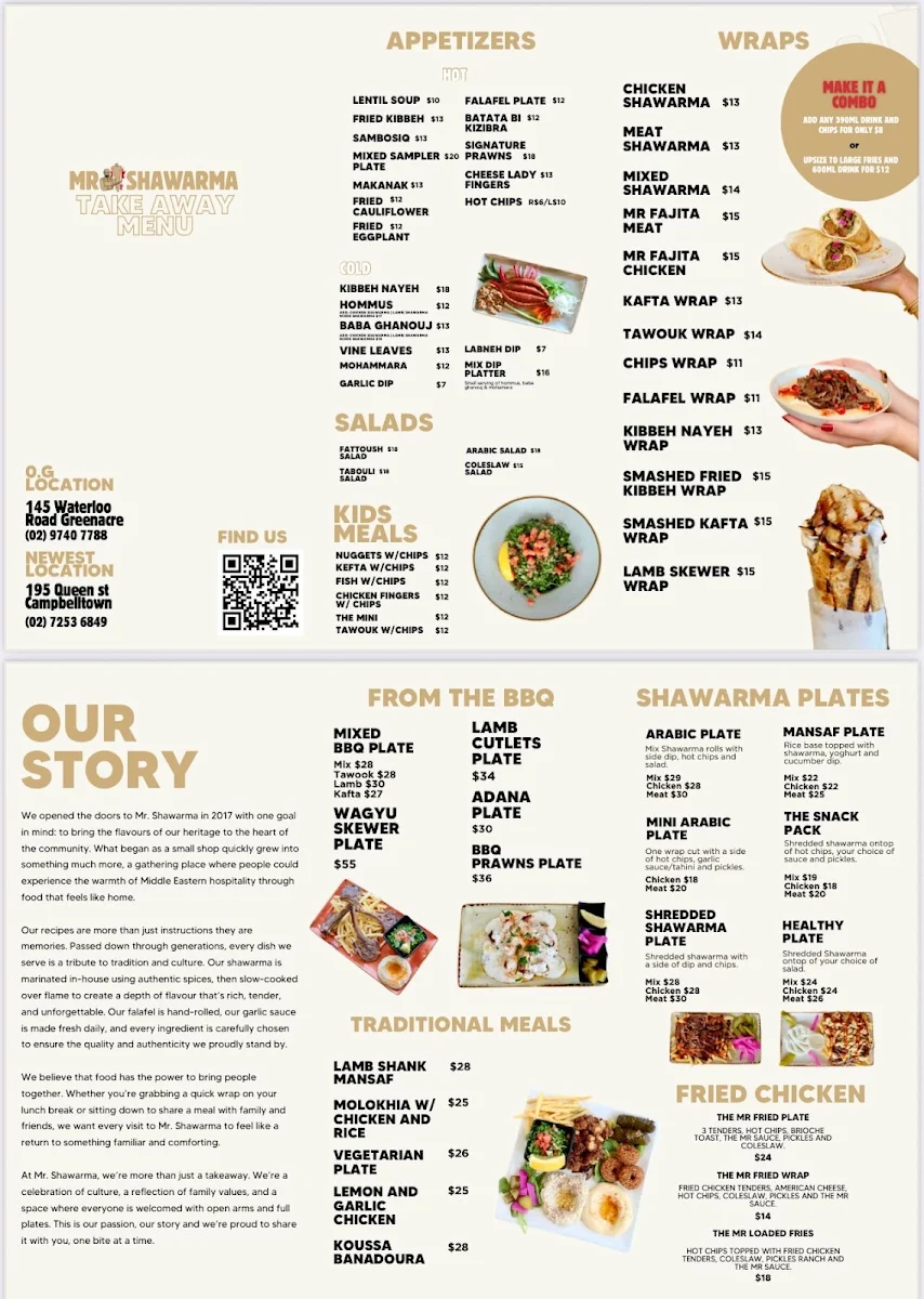 Menu, Mr Shawarma Campbelltown