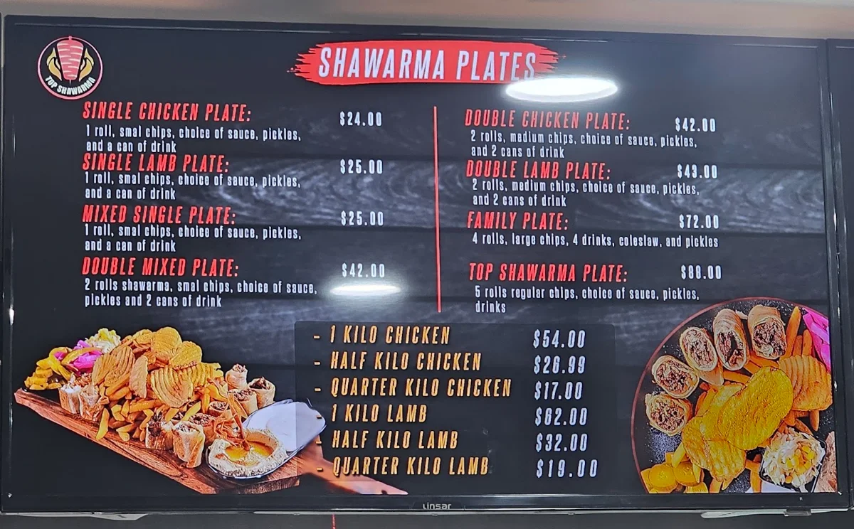 Menu, Mr Shawarma Campbelltown