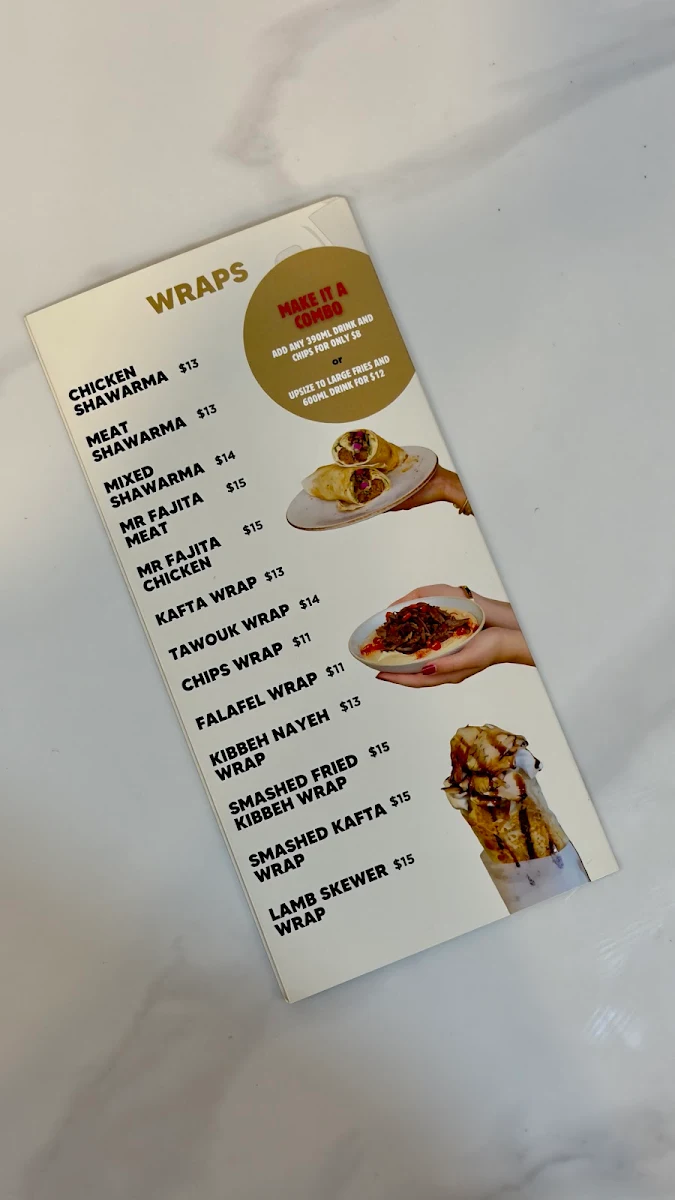 Menu, Mr Shawarma Campbelltown