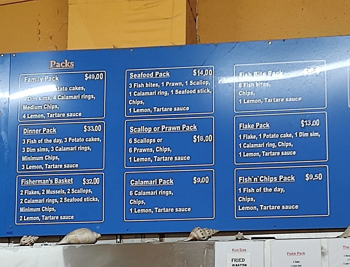 Menu, Zorbas Fish & Chips + Sushi