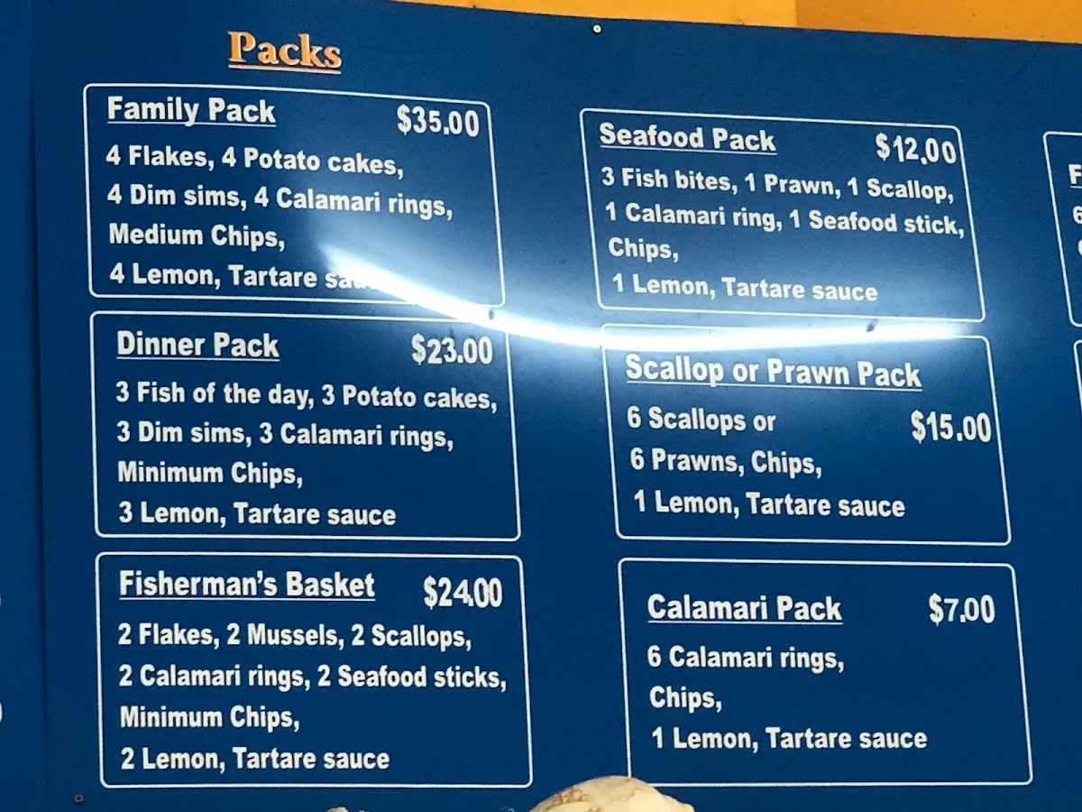 Menu, Zorbas Fish & Chips + Sushi