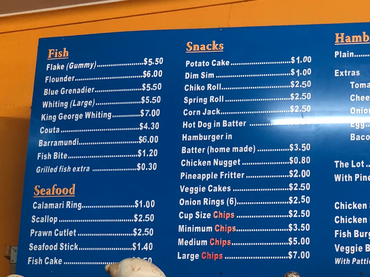 Menu, Zorbas Fish & Chips + Sushi