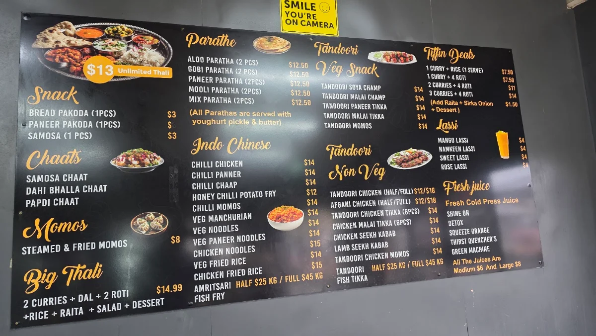 Menu, Rehmat Kitchen