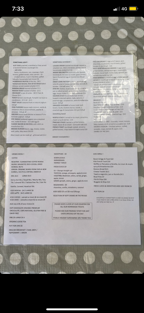 Menu, CAFE TOKYO