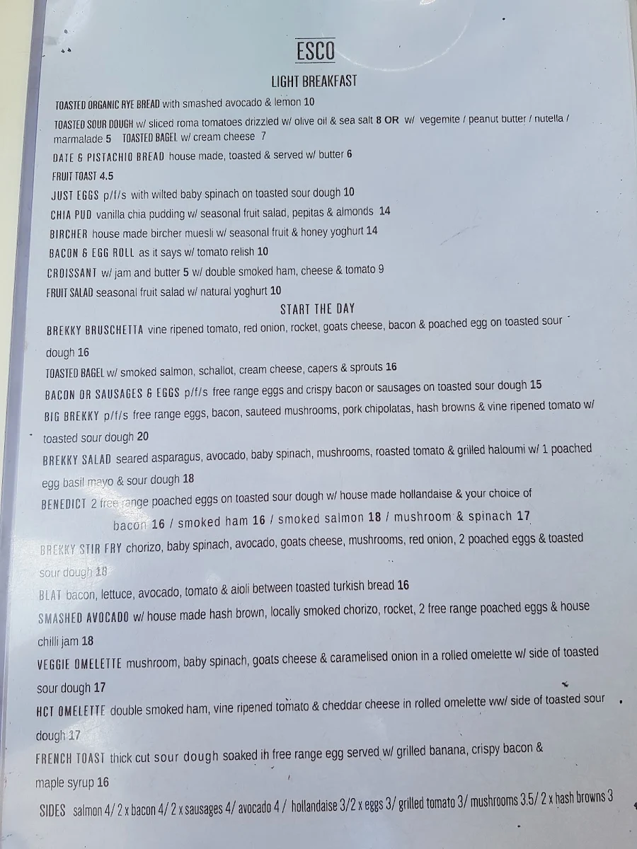 Menu, CAFE TOKYO