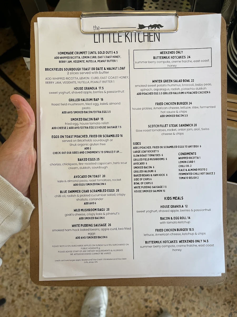 Menu, The Little Kitchen