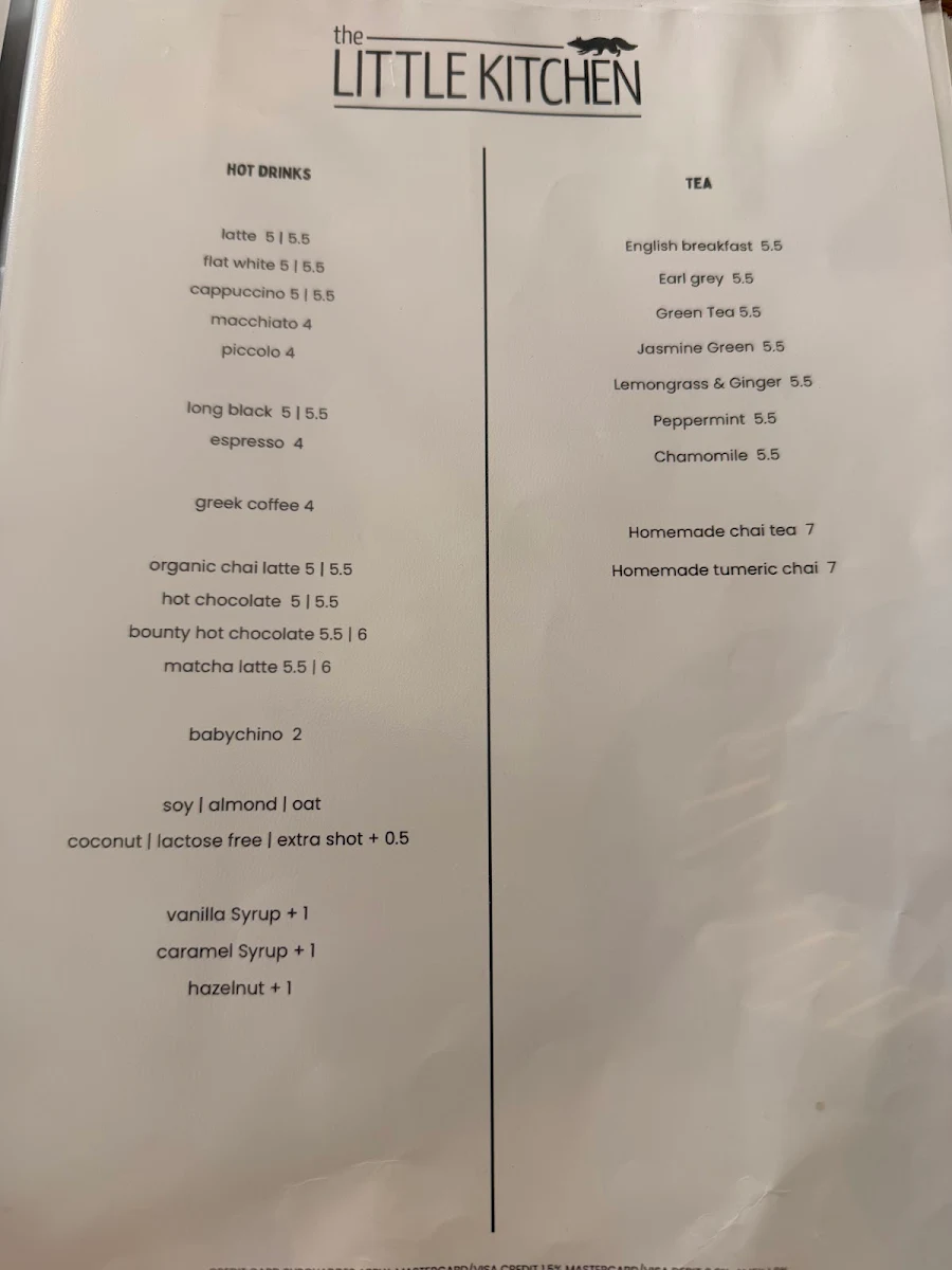 Menu, The Little Kitchen