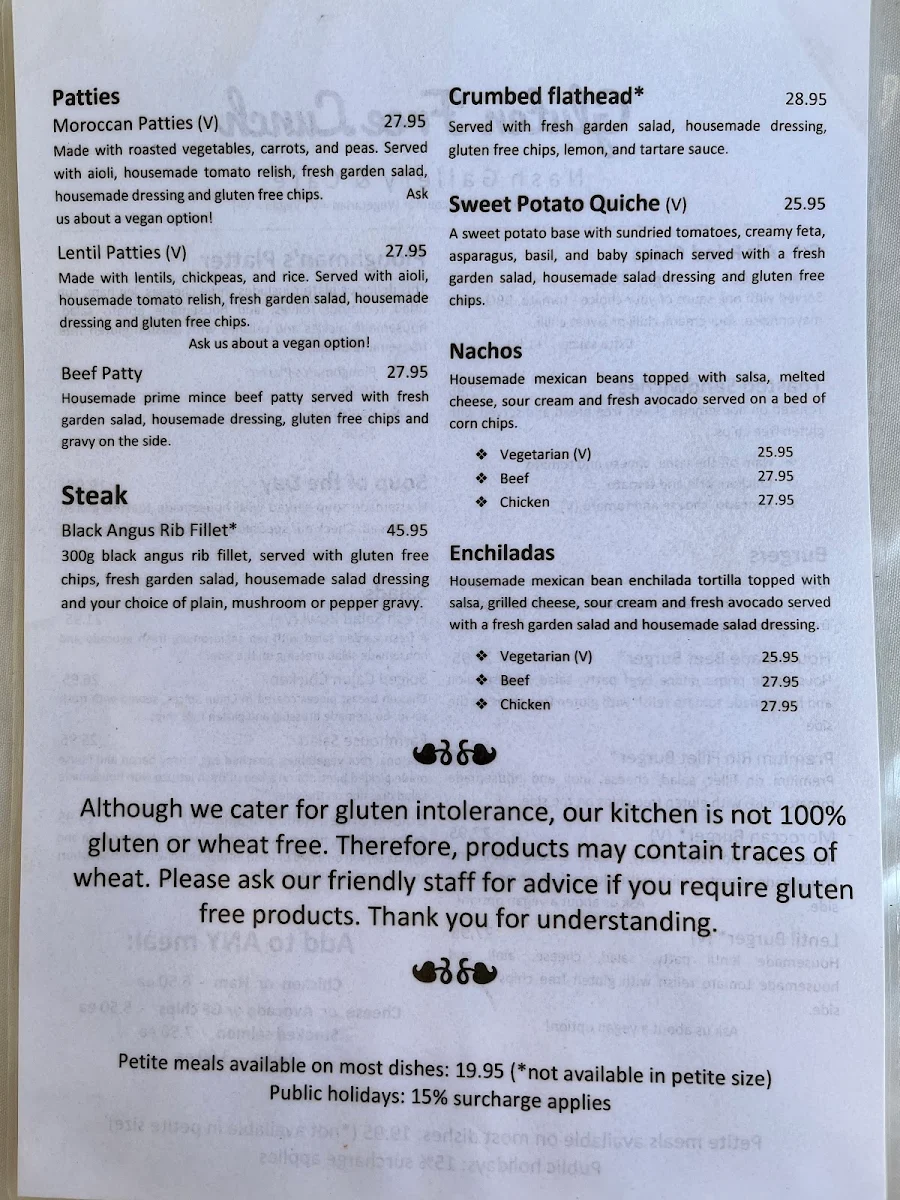 Menu, Nash Gallery & Café