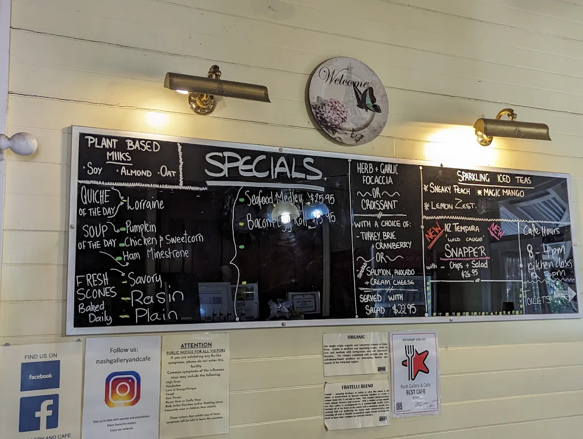 Menu, Nash Gallery & Café