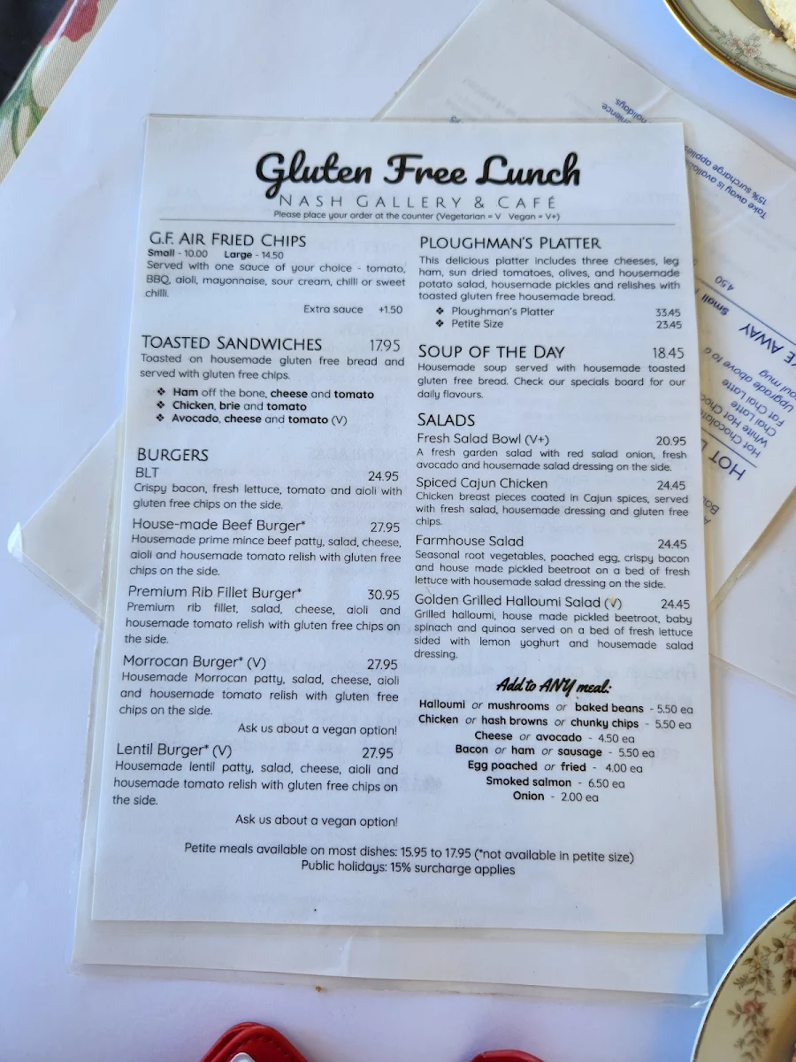 Menu, Nash Gallery & Café