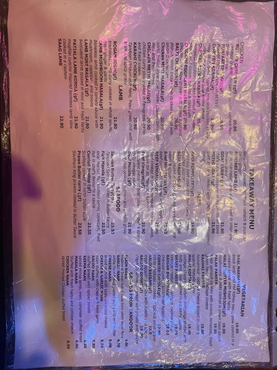 Menu, Flame 40