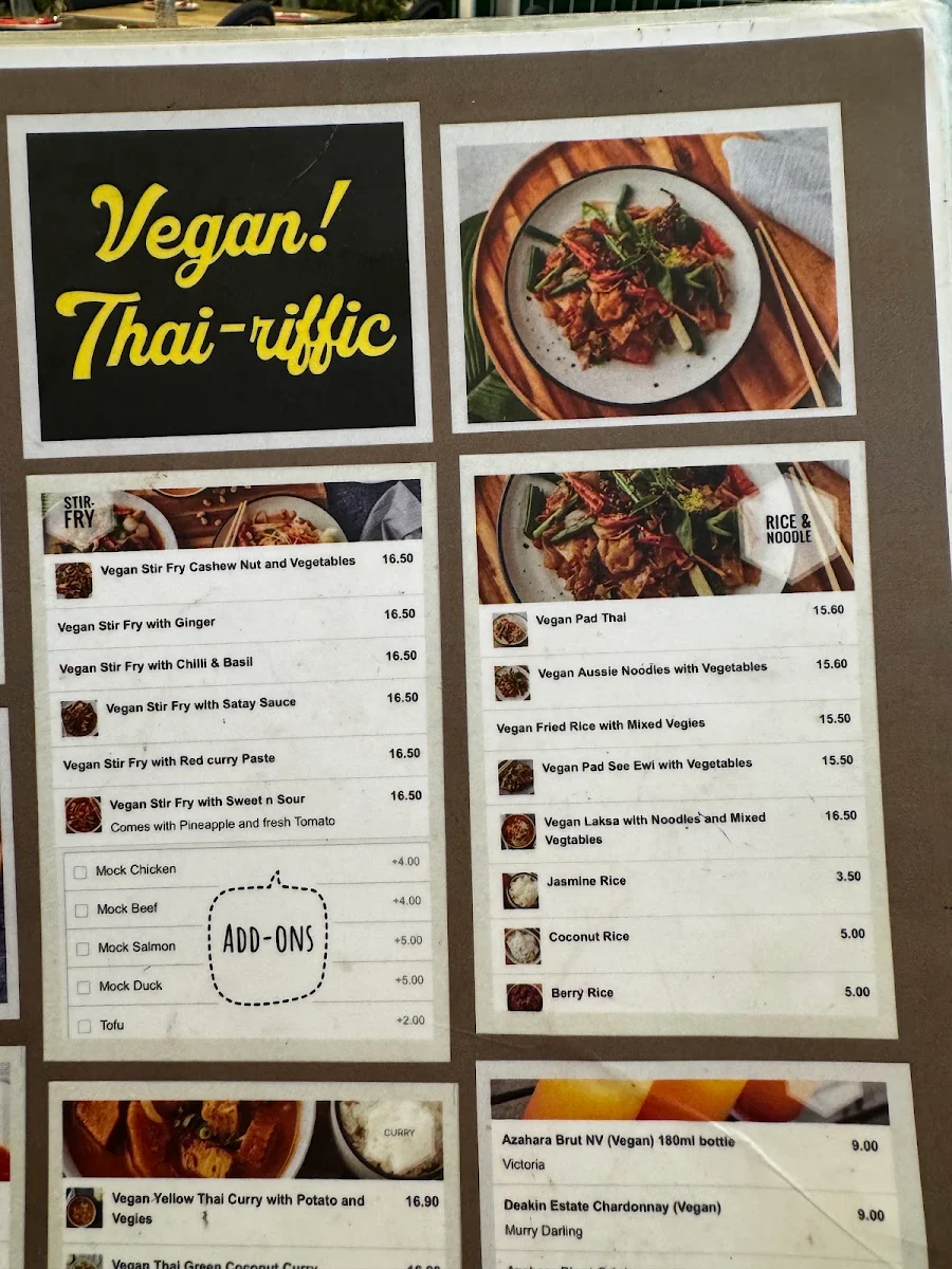 Menu, Vegan! Thai- Riffic at North Lakes