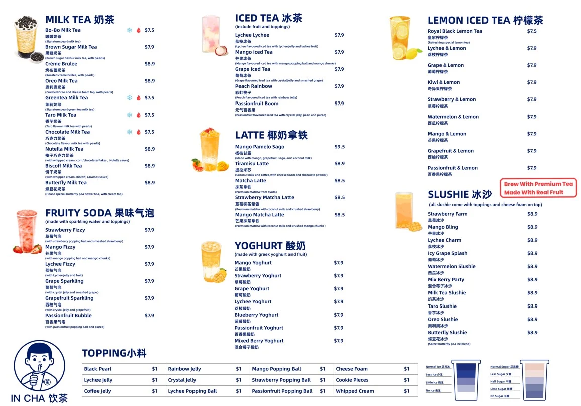 Menu, IN Cha & Chicken Mt Ommaney