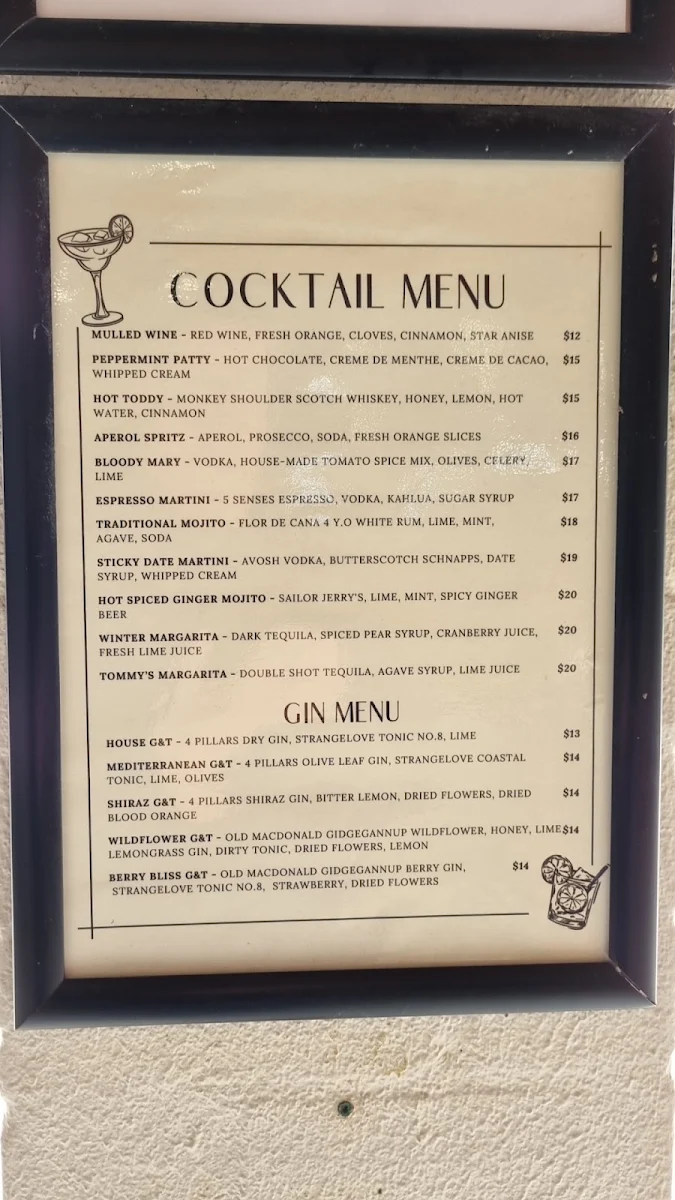 Menu, Geordie's Cafe & Art Gallery