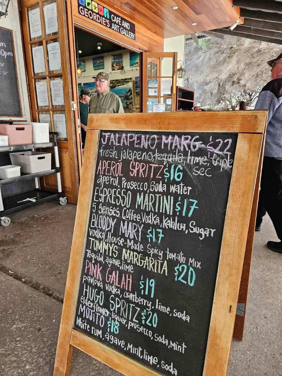 Menu, Geordie's Cafe & Art Gallery