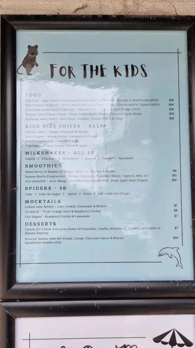 Menu, Geordie's Cafe & Art Gallery