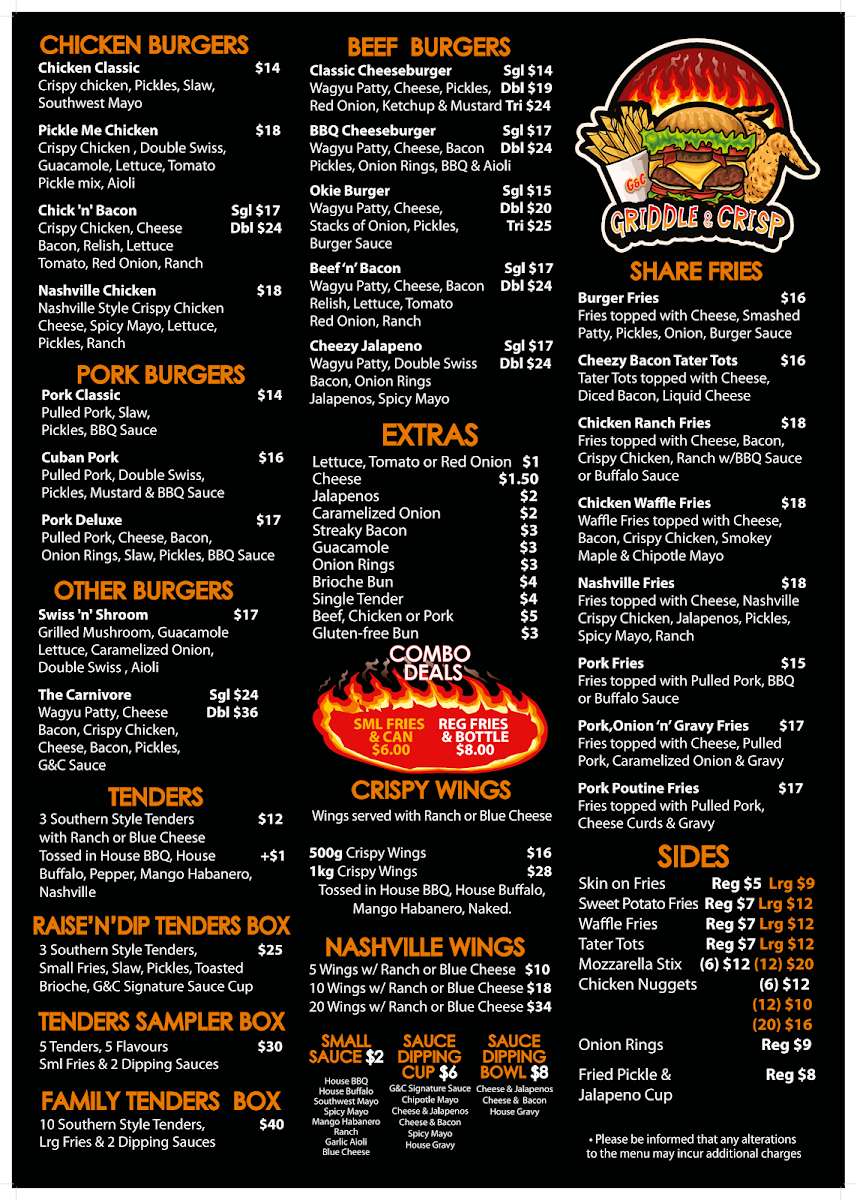 Menu, Griddle & Crisp Clayfield