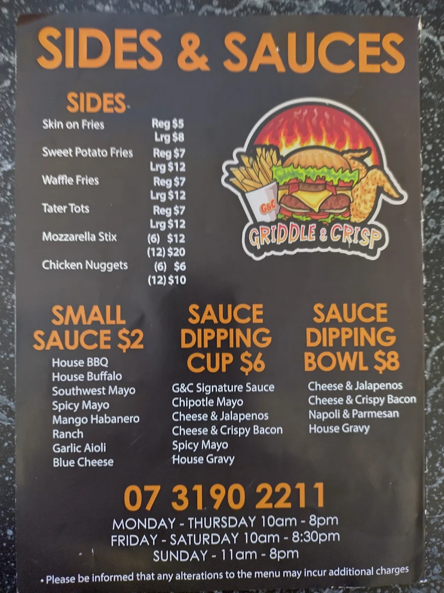 Menu, Griddle & Crisp Clayfield