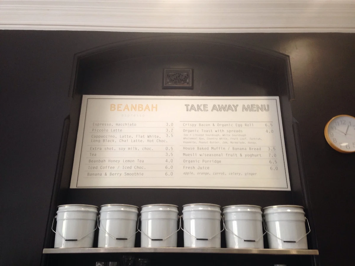 Menu, Beanbah Espresso