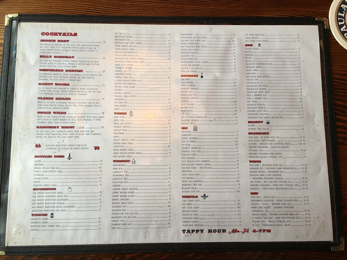 Menu, Freddie Wimpoles