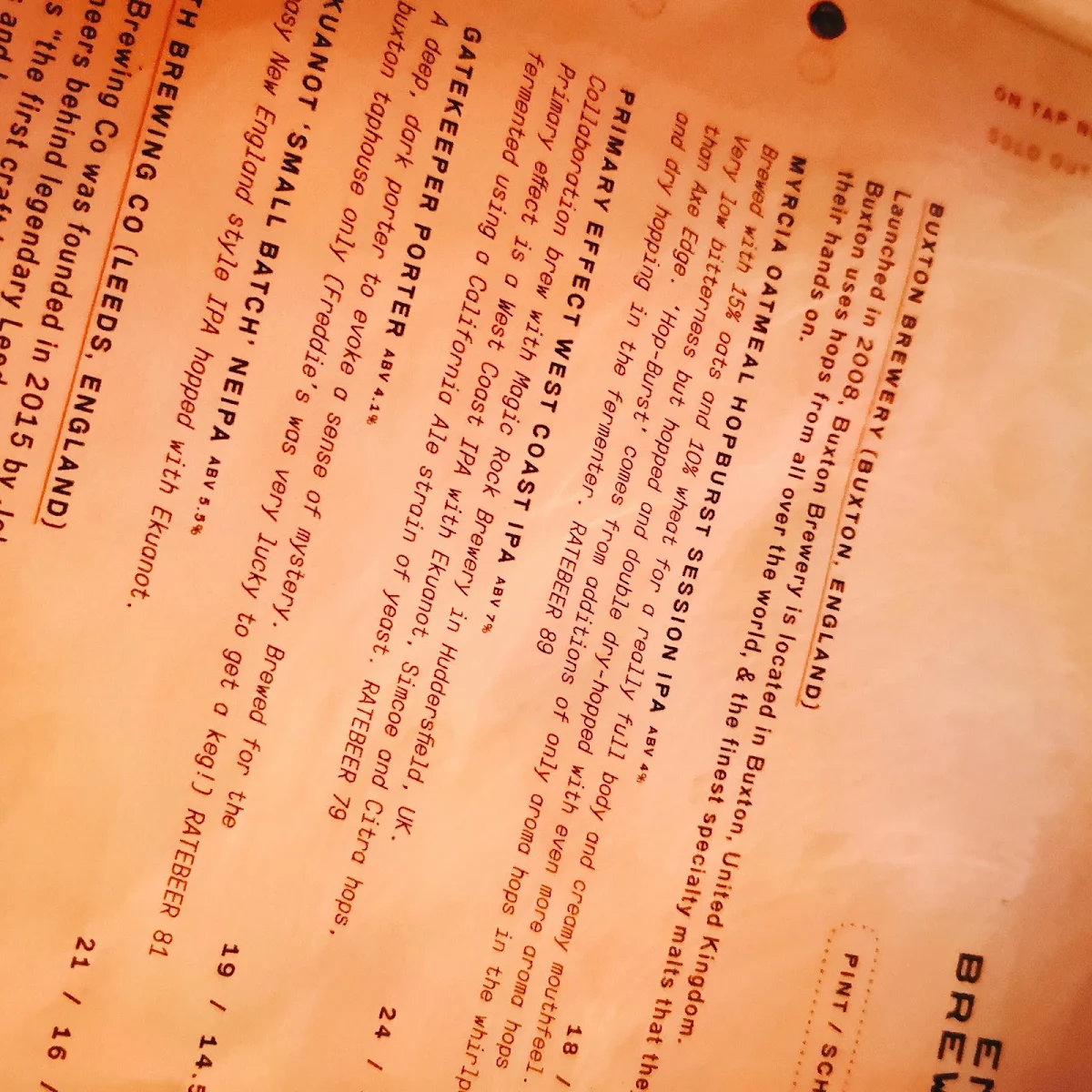 Menu, Freddie Wimpoles