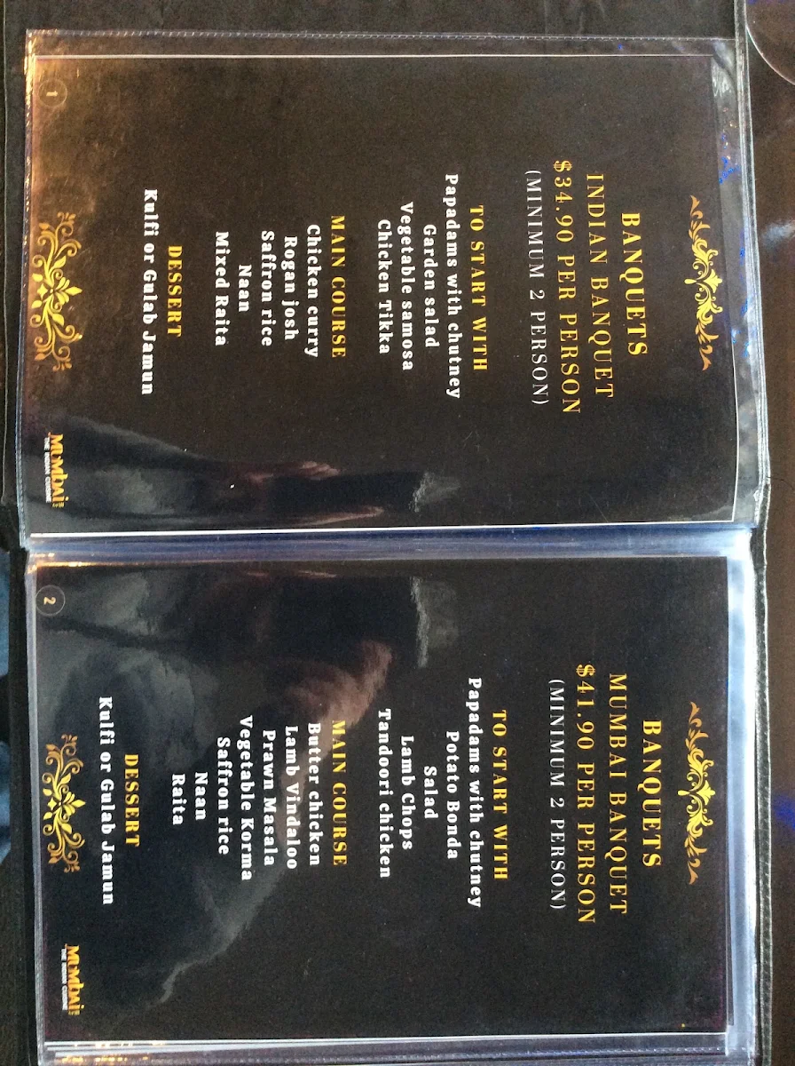 Menu, Mumbai Grill