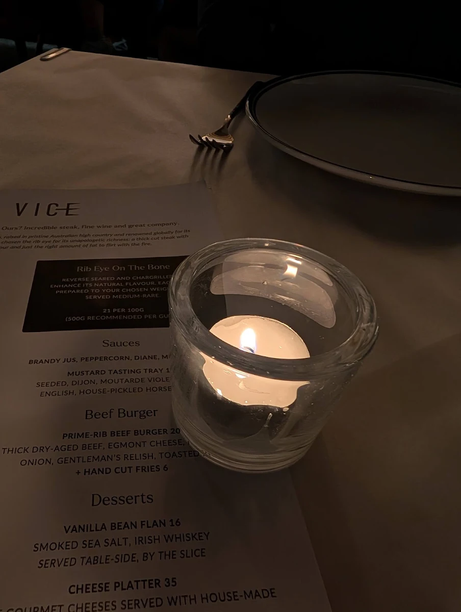 Menu, Vice Restaurant