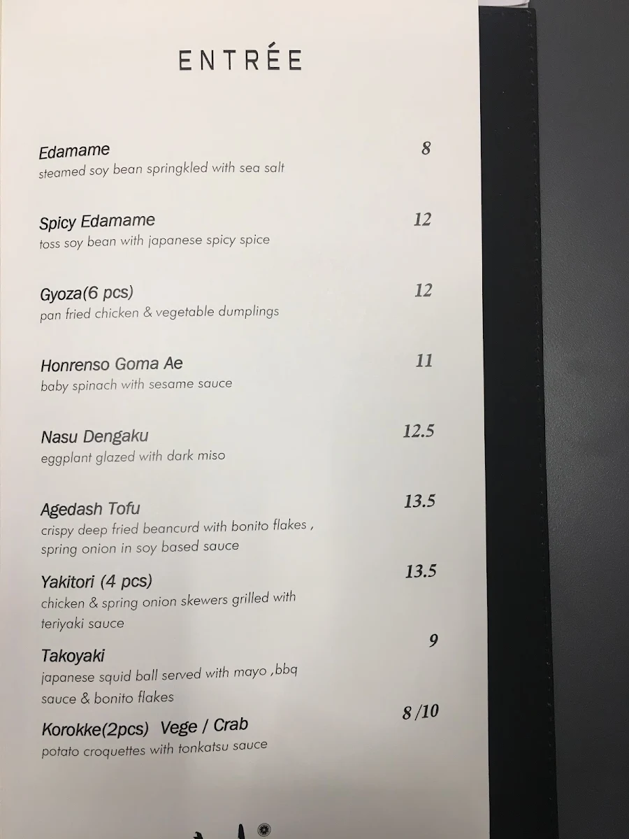 Menu, Oushou