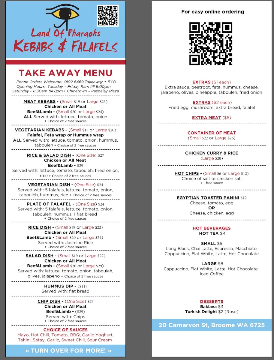 Menu, Land of Pharaohs