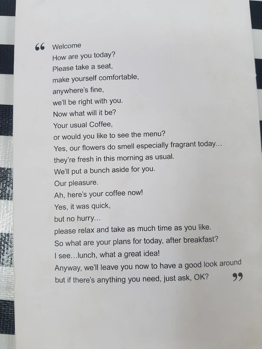 Menu, Cafe 63 Wilsonton