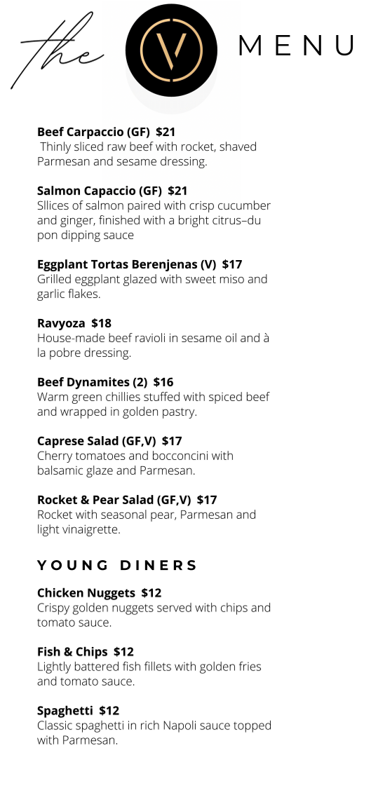 Menu, The Vault Bar & Tapas