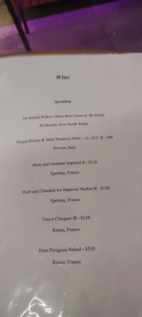 Menu, The Vault Bar & Tapas