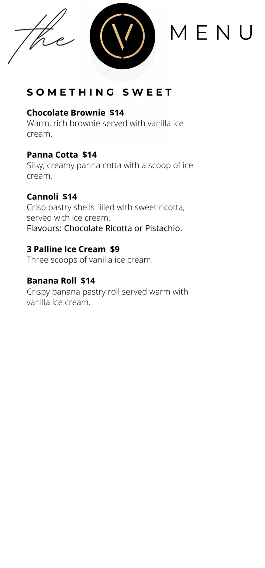 Menu, The Vault Bar & Tapas