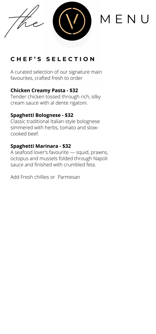 Menu, The Vault Bar & Tapas