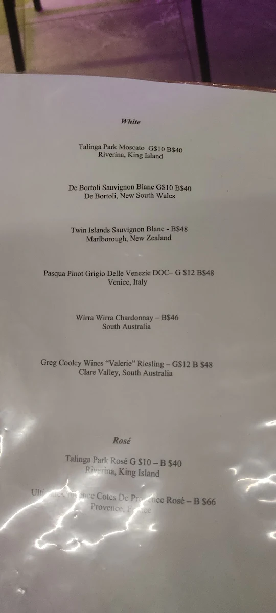 Menu, The Vault Bar & Tapas
