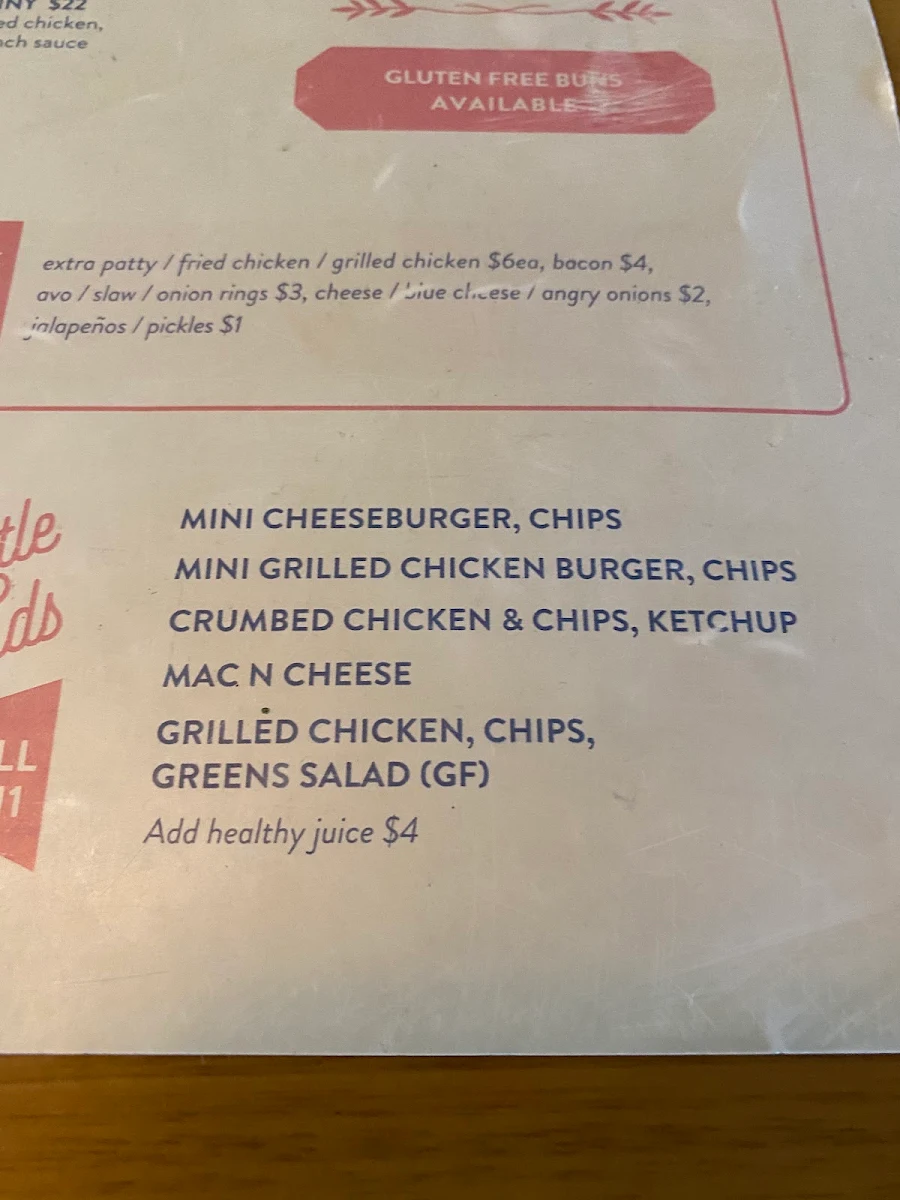 Menu, The Peach Pit