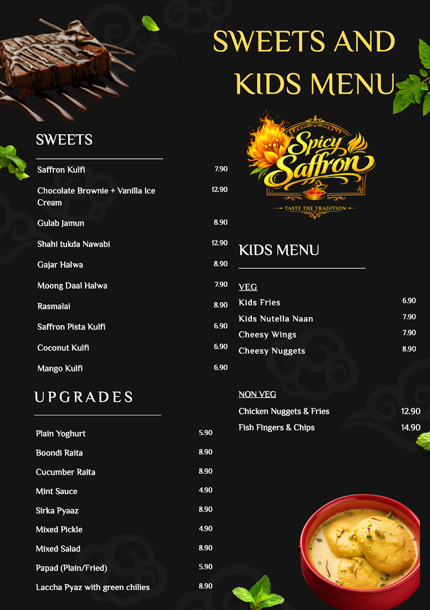 Menu, Spicy Saffron