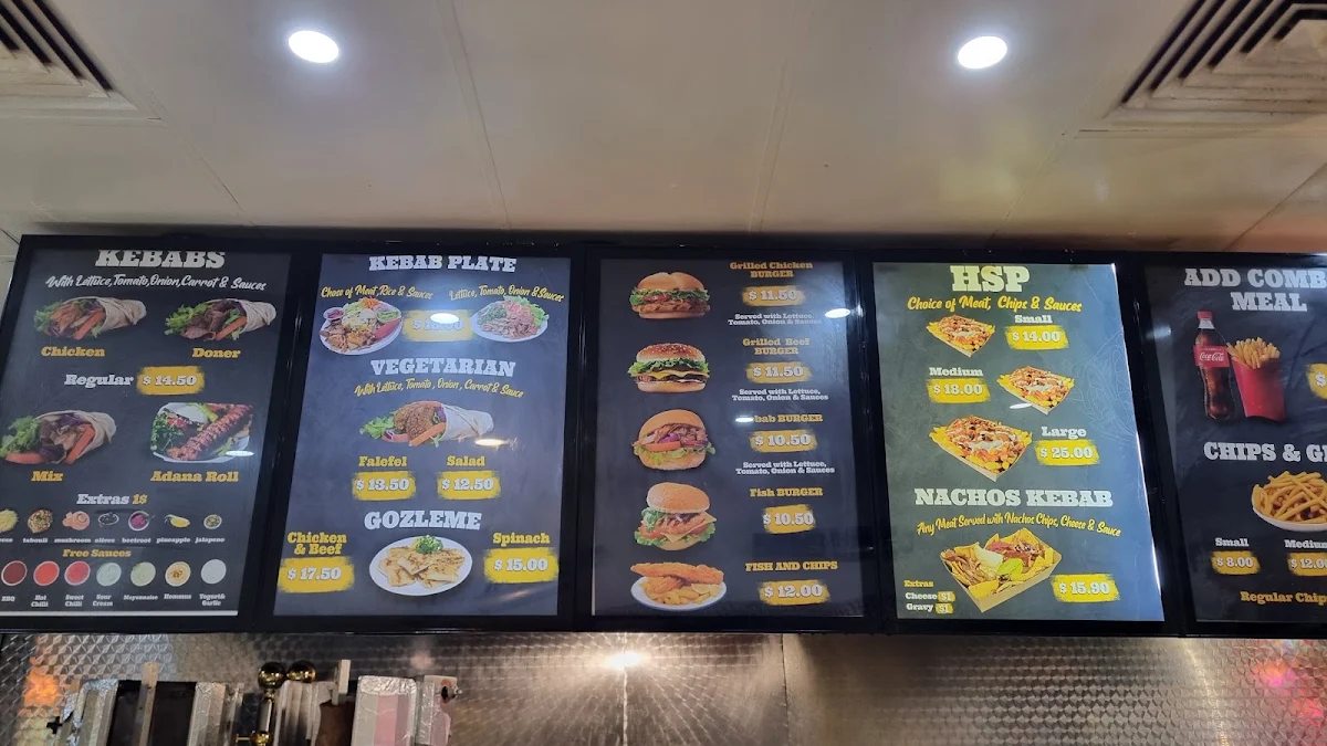 Menu, Orange Kebab House